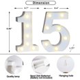 thumbnail image 2 of Pooqla LED Light up Number Letters, White Plastic Marquee Number Lights Sign Party Wedding, Bar, Night Light, Room, Birthday Decoration, Number 15, 2 of 9