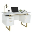 thumbnail image 2 of Techni Mobili Modern Adult Office Desk with Drawers and Storage, 51.25”W, White/Gold RTA-7002-GLD, 2 of 13