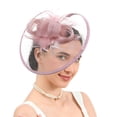 thumbnail image 4 of Structured Loop Fascinator Hat with Satin Bow & Feather Accents for Wedding Derby Church Tea Party Formal Side Clip Headpiece, 4 of 4