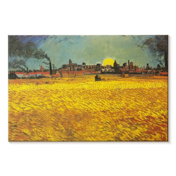 Elephant Stock Wheat Field At Sunset Wall Art - Horizontal Canvas Wall Art - Living Room Wall Decor - Nature Canvas - Yellow And Orange Decor By Vincent Van Gogh - 12" x 8"