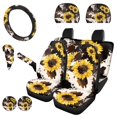 thumbnail image 2 of Uorisanigo Animal Fur Sunflowers Automobile Front and Rear Cushion Covers Steering Wheel Cover Pillowcase for Cars Gear Lever Cover+Hand Brake Cover Water Coaster Washable 11 Packs, 2 of 7