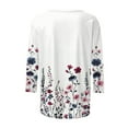 thumbnail image 5 of CYMMPU Floral Pattern 3/4 Sleeve Tunic Tops Crew Neck Spring Tops Loose Fit Summer Fashion Shirts Blouses for Women Dressy Casual Lightweight Basic T-Shirts White L, 5 of 5