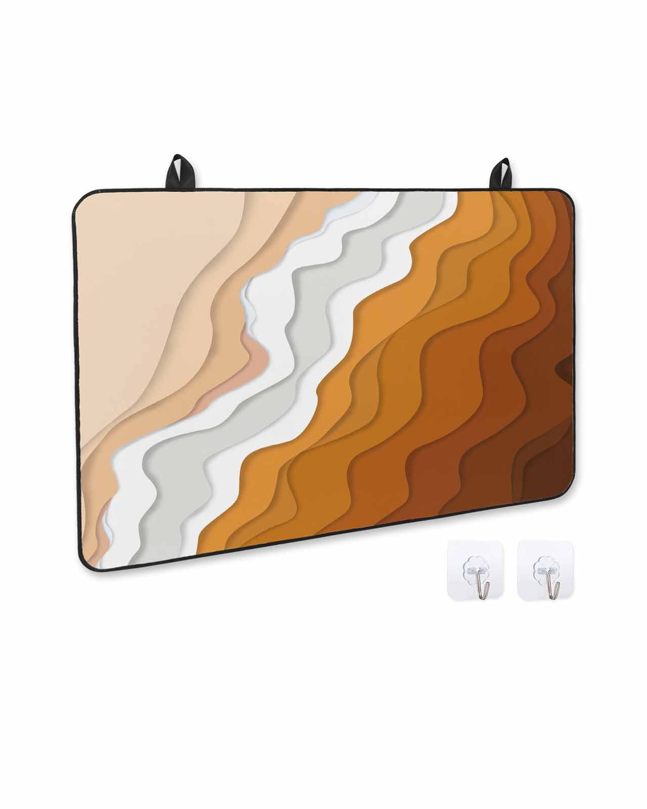 nqOlkjepod Large Induction Cooktop Protector Mat 36"x21", Orange Coastal Beach Stove Top Covers for Electric Stove, Rustic Abstract Sea Waves Striped Stove Burner Cover Mats, Glass Top Stove Cover