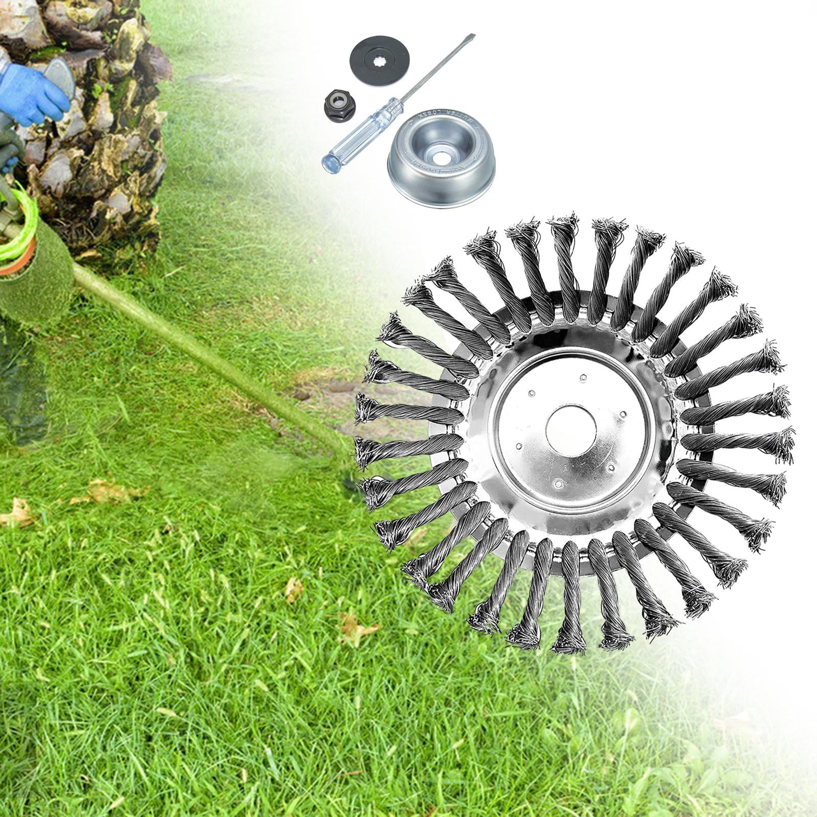 Rotary Steel Wire Weeds Brush Head Trimmer Weeds Head Fit 1'' Diameter