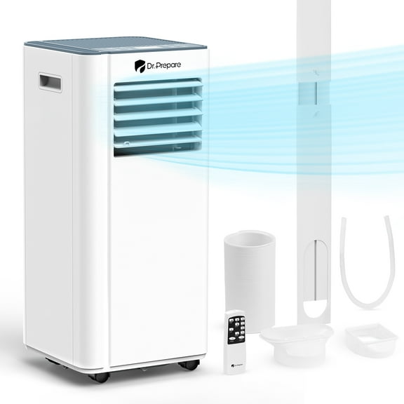 Dr. Prepare 8,000 BTU Portable Air Conditioner, 4-in-1 Portable AC w/Remote Control