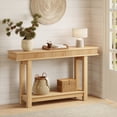 thumbnail image 3 of Farmhouse Fluted Console Dining Table – 2-Tier Rectangular Wood Entryway Table with Storage Shelf – Space-Saving Sofa Table for Living Room, Hallway, or Dining Room – Natural Wood Finish, 3 of 8