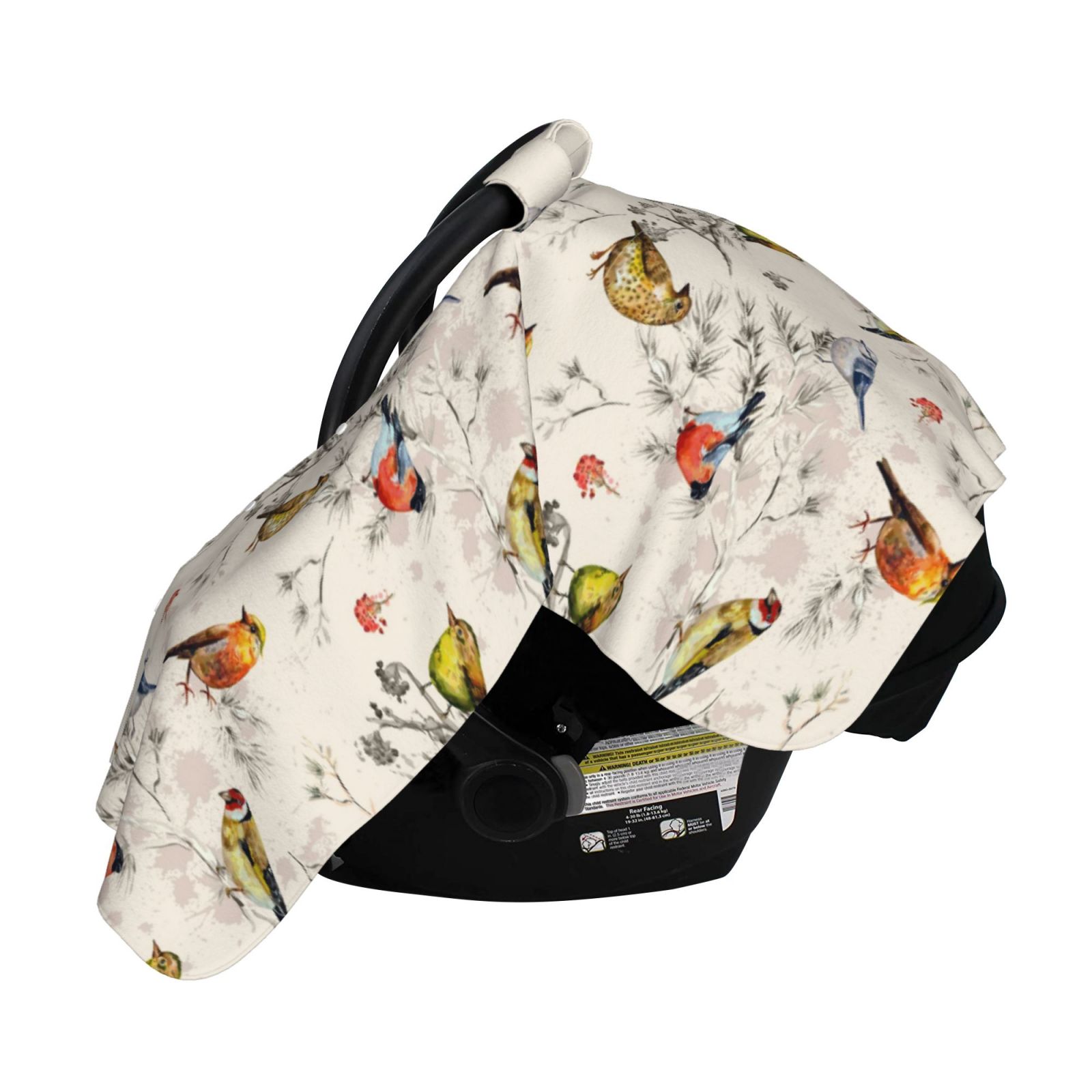 Naloa Little Birds Baby Car Seat Cover, Breathable Baby Carrier Cover, Multiuse Baby Carrier Cover & Nursing Breastfeeding Cover