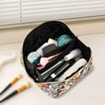 thumbnail image 2 of FORMRS Makeup Bag Travel Cosmetic Organizer for Women Fold Flat Zipper Pouch with Handle, Black Flowers Pattern, 2 of 8