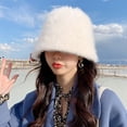 thumbnail image 6 of vnanda Women Plush Bucket Hat Women Winter Imitation Rabbit Fur Fisherman Hat Soft Warm Adjustable Plush Bucket Hat, 6 of 7