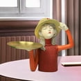 thumbnail image 4 of Preciosa figura de niña con bandeja de almacenamiento, regalo, centro de mesa, decoración de escritorio. Rojo, 4 of 8