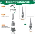 thumbnail image 3 of Takywep 7.5FT White Slim Pencil Christmas Tree with Snow Flocking, Pre-Decorated, 329 Tips, 251 Warm Decor, Sturdy Iron Stand for Apartment, Corner, Office, Indoor Holiday Home Décor, 3 of 7