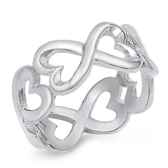 Sterling Silver Women's Infinity Heart Promise Ring Band 925 Jewelry Female Male Unisex Size 8
