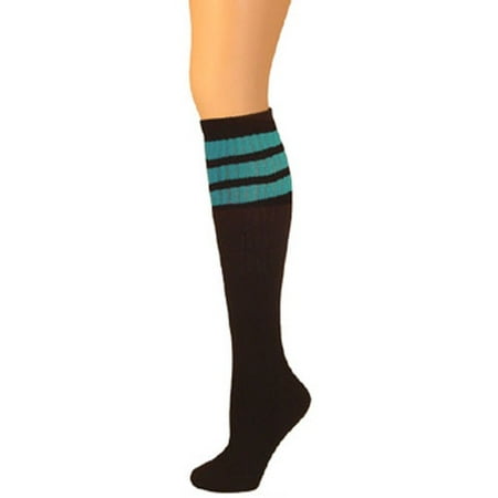 AJs - Retro Tube Socks - Black w/ Turquoise (Knee High) - Walmart.com