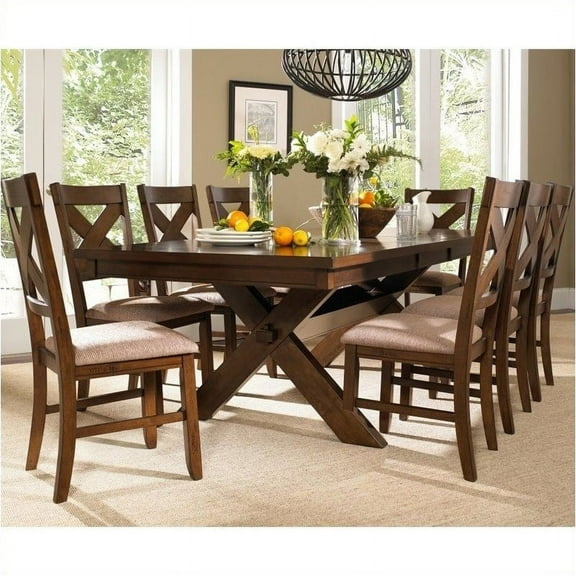 Bowery Hill 9 Piece Dining Set in Dark Hazelnut Finish