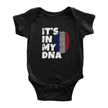 

It s In My DNA French Flag Country Pride Baby Bodysuit Newborn Clothes Outfits (Black 6-12 Months)