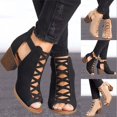 thumbnail image 3 of Sandals for Women, Womens Dressy  Shoes  Out Strappy Chunky Block Heels, 3 of 4