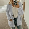 thumbnail image 3 of Women's Warm Plush Winter Jackets Long Sleeve Cardigans With Pockets Solid Color High quality, 3 of 5