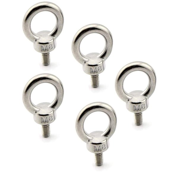 Lifting Ring Eye Bolt M6/0.24" Marine Weight Lift 304 Stainless Steel Male Thread Screws Bolts Rings Eye Bolts Ring Screw 5pcs