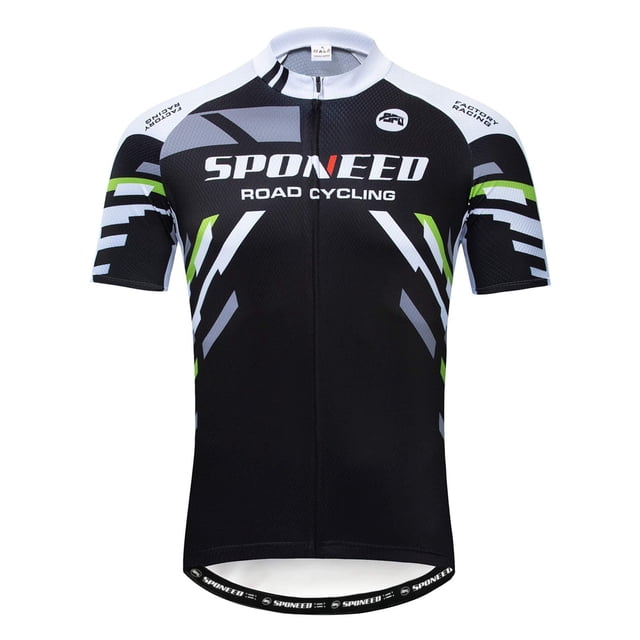 Sponeed Men's Cycling Jersey Short Sleeved with 3 Pockets Printing Breathable Quick Dry Riding Tops Green S