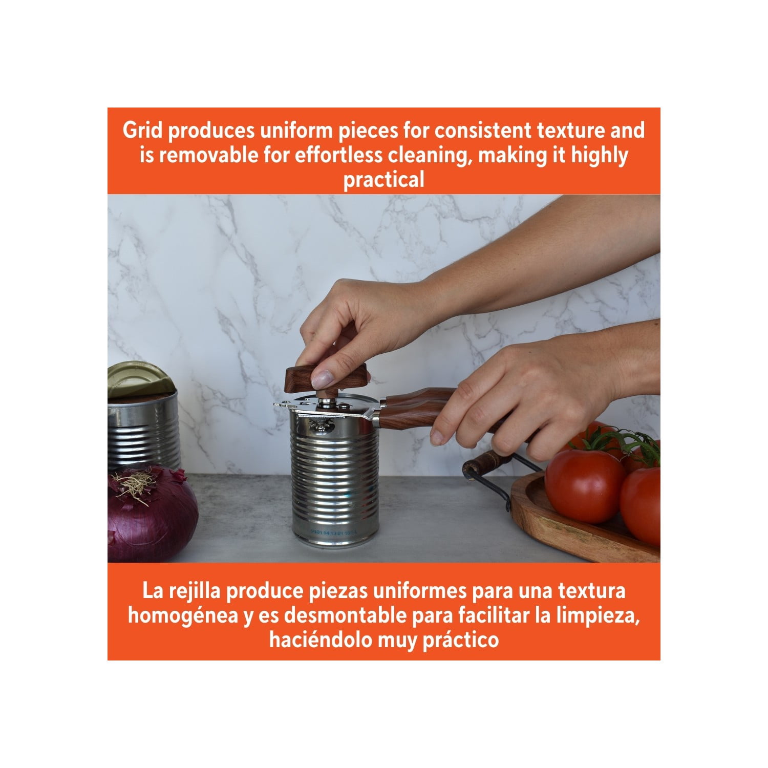 IMUSA  Chef WL Stainless Steel Can Opener with Wood Look Handles