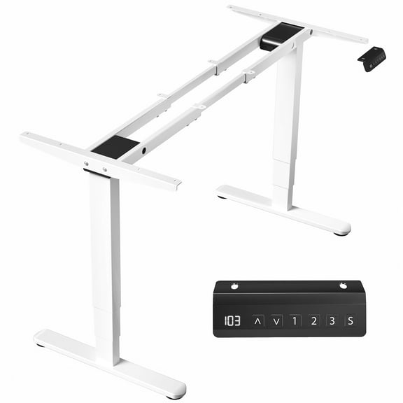 VIVO White Electric Standing Height Adjustable Desk Frame, Dual Motor Ergonomic