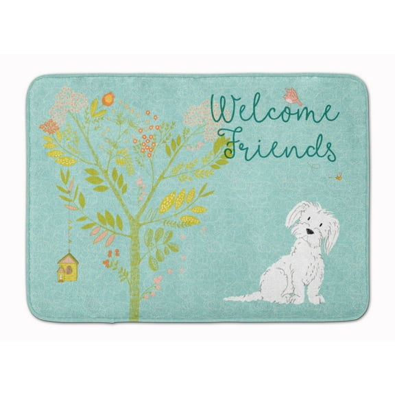 Carolines Treasures BB7639RUG Welcome Friends Maltese Machine Washable Memory Foam Mat 19 X 27" multicolor