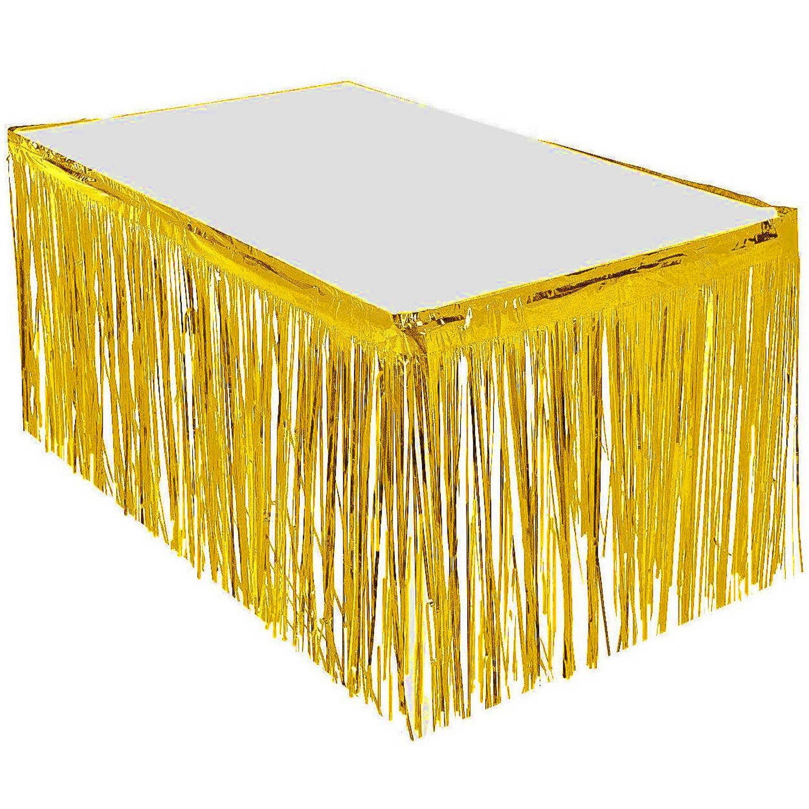 Foil Fringe Metallic Table Skirt Party Graduate Wedding Celebrate Decor