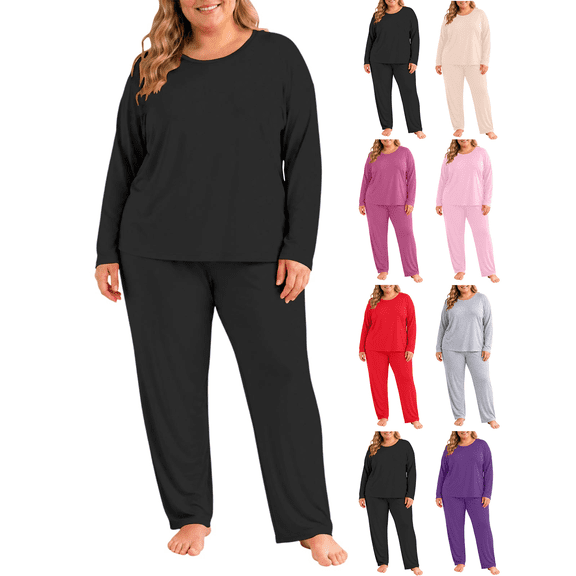 Women's Plus Size Thermal Underwear Base Layer 2 Piece Lounge Sets Pajamas For Fall And Winter Warm Winter Clothes