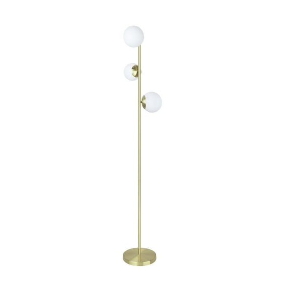 Aspen Creative 45021-11, Three-Light Floor Lamp, Transitional Design in Satin Brass, 65-1/2" High