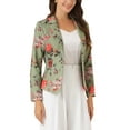 thumbnail image 4 of SACO DE TRABAJO PARA MUJER CHIC INSPIRE, AJUSTADO, CON SOLAPA EN V, ESTAMPADO, ABIERTO, TALLA XS, VERDE POLVO-FLORAL, 4 of 6