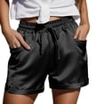 thumbnail image 2 of FAOWME Womens Casual Shorts Flat Front Drawstring Elastic Waist Solid Color Comfortable Lightweight Shorts With Pockets For Everyday Wear,Dark Gray,S, 2 of 5