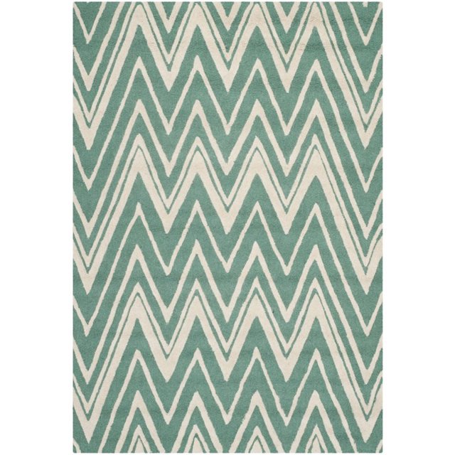 Safavieh Cambridge 5' X 8' Hand Tufted Wool Rug in Teal and Ivory