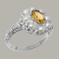 thumbnail image 2 of LBG British Made 10k White Gold Natural Citrine & Cultured Pearl Womens Statement Ring - 33 size options - Size 10.75, 2 of 8