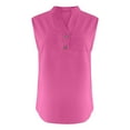thumbnail image 4 of MIXUE Womens Summer Tops Summer Solid Color V Neck Sleeveless Loose Fit Tank T-shirts Holiday Wear,Pink,S, 4 of 5