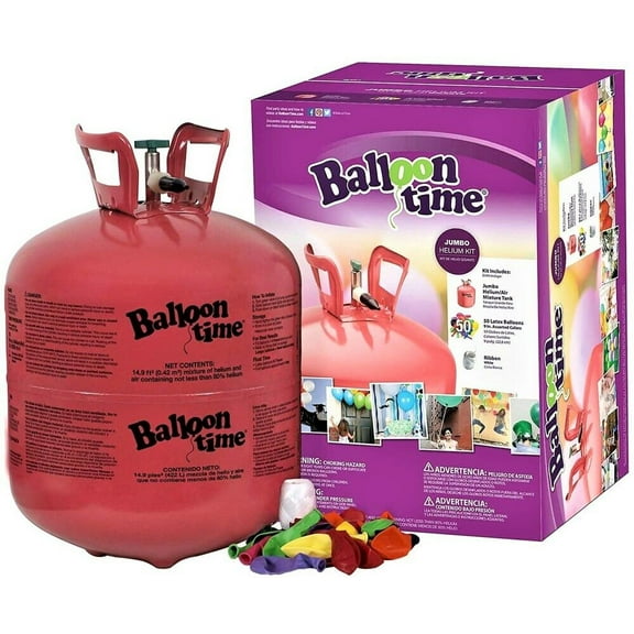 Balloon Time Helium Tank Balloon Kit Boxed (50 Balloons) Party Decor - 3 Pieces