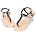 thumbnail image 3 of Harvest Land Women Flat Sandals T-Strap Rhinestone Dressy Thong Sandals for Ladies Summer Beach, 3 of 6