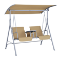 thumbnail image 1 of Outsunny Double Outdoor Swing Chair with Pivot Table and Storage, Beige, 1 of 10