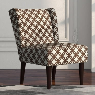 Bestier Armless Accent Chairs Slipper Chair, Comfy Wingback Corner Side Chair, Fabric Mid Century Modern Chair for Living Room Bedroom Office, Brown Plaid