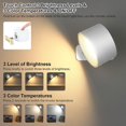 thumbnail image 3 of 2PC LED Wall Sconces, 19 Colors Dimmable Wall Mounted Lamp with Rechargeable Battery Operated USB, 360°Rotate Magnetic Ball, Touch & Remote Control, Cordless Wall Light for Reading-White, 3 of 9
