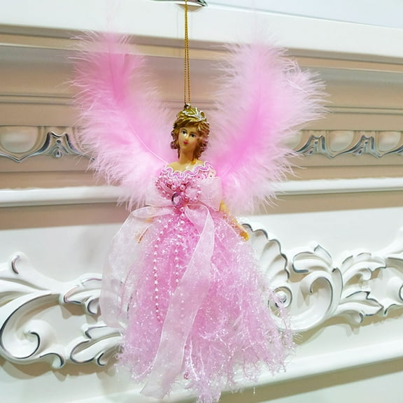 Dvkptbk Christmas Decorations Christmas Feather Angel Doll Hanging Xmas Tree Pendants Ornaments Home Decor Pink