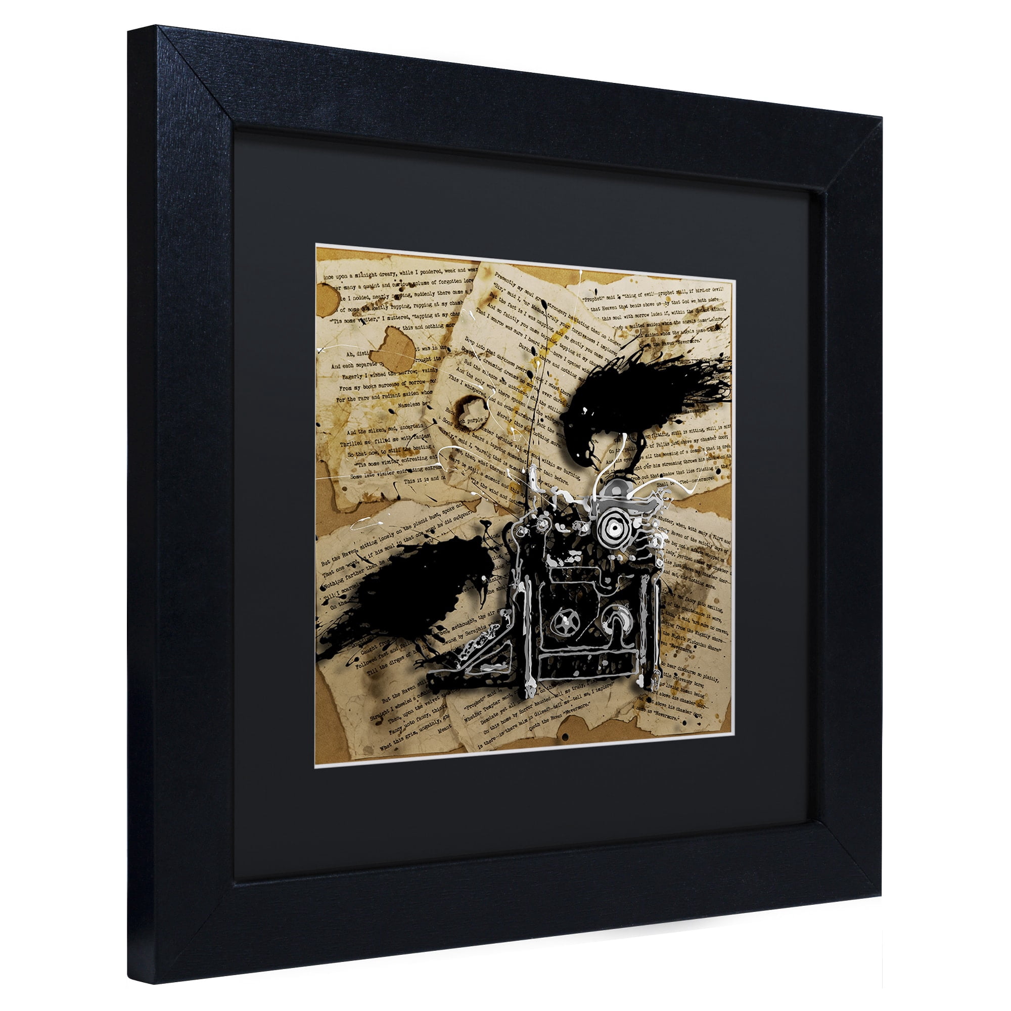 Trademark Fine Art "Quoth the Raven 1" Canvas Art by Roderick Stevens, Black Matte, Black Frame