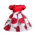 thumbnail image 3 of URMAGIC 3-10 Years Little Girls' Short Sleeve Flower Vintage Holiday Princess Dress Kids A Line Wedding Party Evening Formal Pageant Gown, 3 of 9