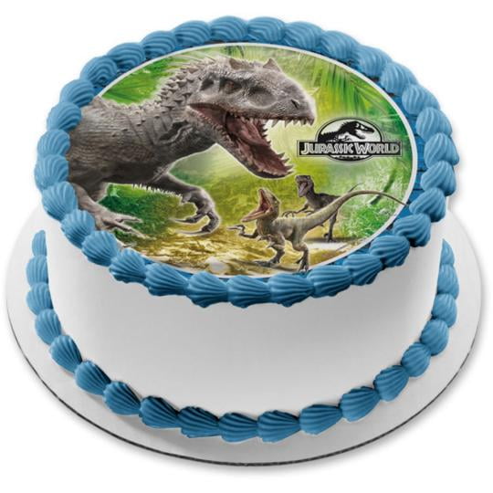 Jurassic World Tyrannosaurus Rex Velocirraptor Edible Cake Topper Image Abpid Walmart Com