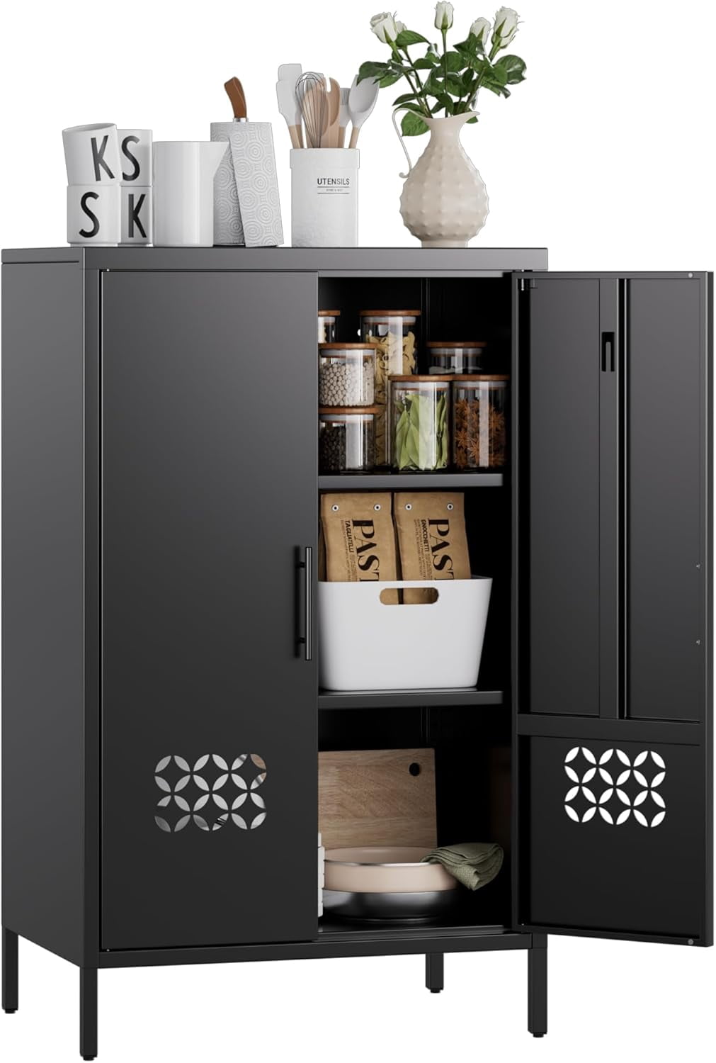 Prepac, Storage Cabinet, 16x16x65 inch, Tall White Pantry Bathroom