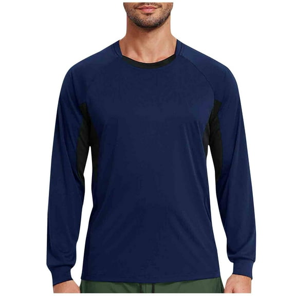 Lzobxe Shirts for Men Workout Long Sleeve Quick Dry Athletic Gym Active Solid Color Breathable Moisture Wicking Basic Sun Protection,Size M-3XL