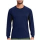 thumbnail image 2 of pstuiky hombres de manga larga, Blusa informal de manga larga con cuello redondo y diseño deportivo de color liso para hombre Tops de hombre m, 2 of 4