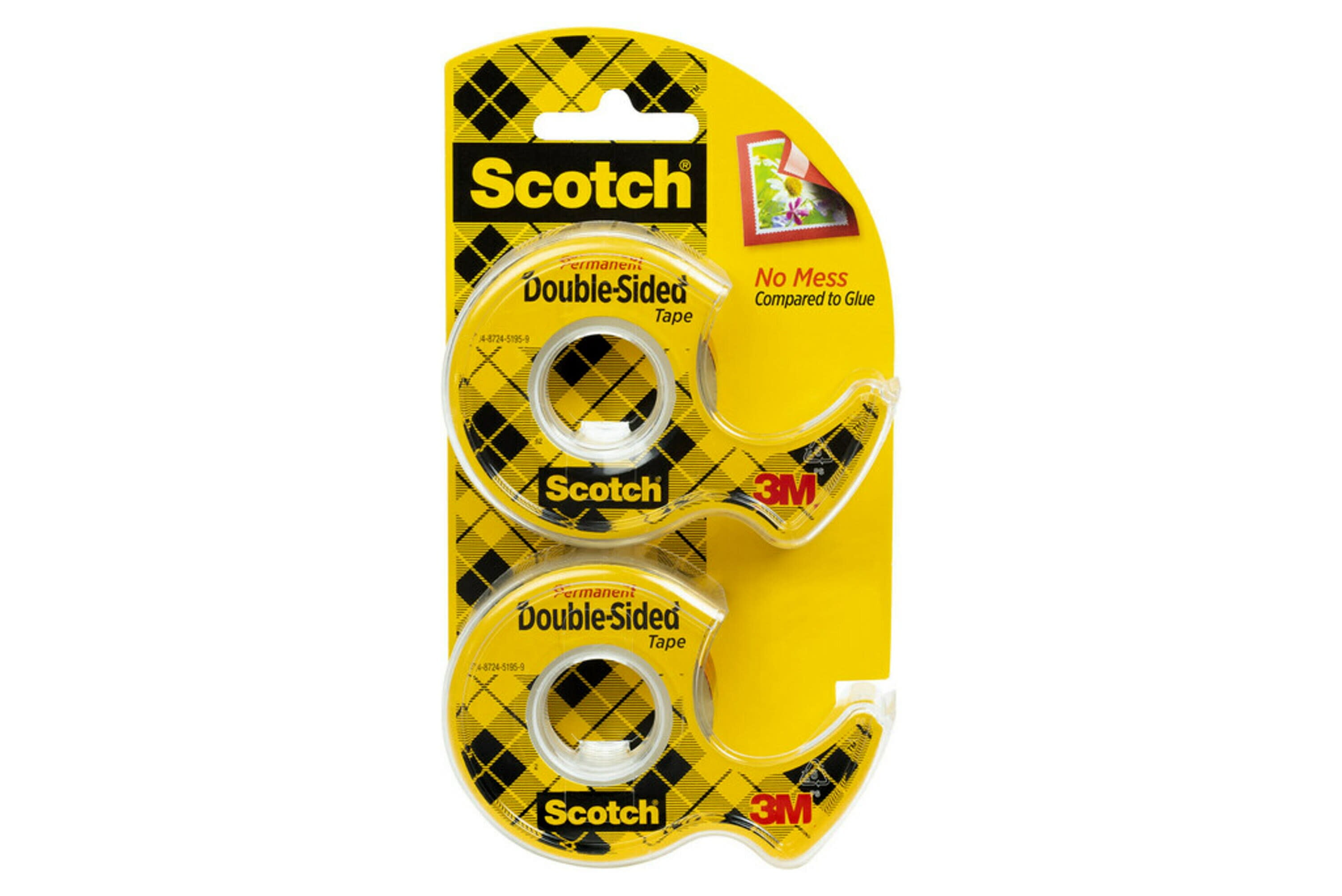 Scotch Double Sided Permanent Tape Dispensers, 1/2"x400", 2 Dispensers