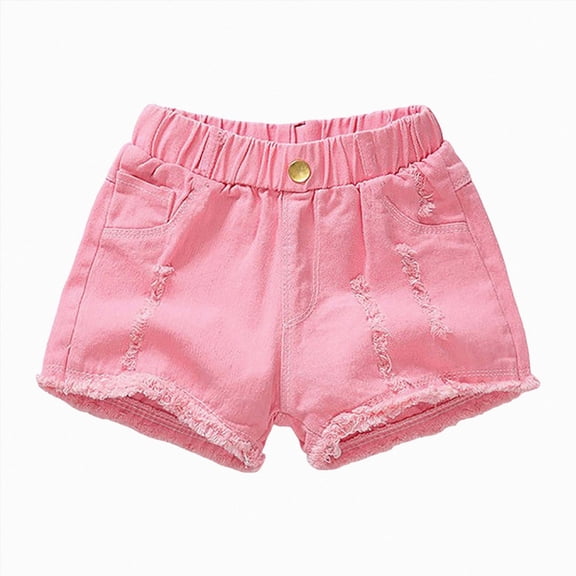 KPOPLK Toddler Girls Clothes, Girls Jean Shorts, Girls Denim Shorts Wearing Trendy Shorts Thin and Versatile Shorts,Pink,Size 7-8 Years