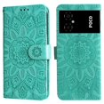 thumbnail image 5 of Funda tipo cartera GANGXUN para Xiaomi Poco M4 5G , diseño girasol, cuero PU, soporte, cierre magnético, tarjetero, 5 of 5