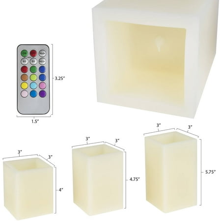 Lavish Home Square Color Changing Flameless Candle with ...